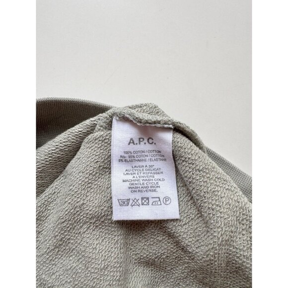 APC Worker Crew Neck Sage Green Cotton Terry Pocket Sweatshirt, Size XS - Picture 8 of 10